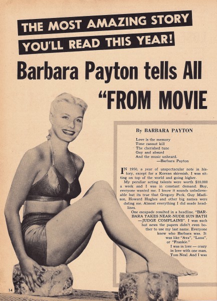 Barbara Payton Body Measurement Bra Sizes Height Weight.